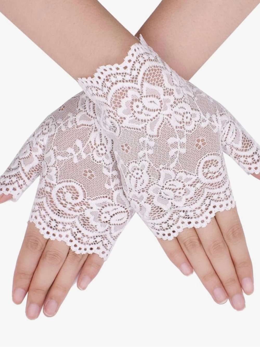 White Lace Fingerless Gloves - Women's Accessories